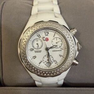 Michele Tahitian Ceramic Diamond Chronograph Cosmetic Band Imperfection running